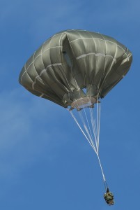 U.S. paratroopers using T-11 parachutes, conduct an airborne