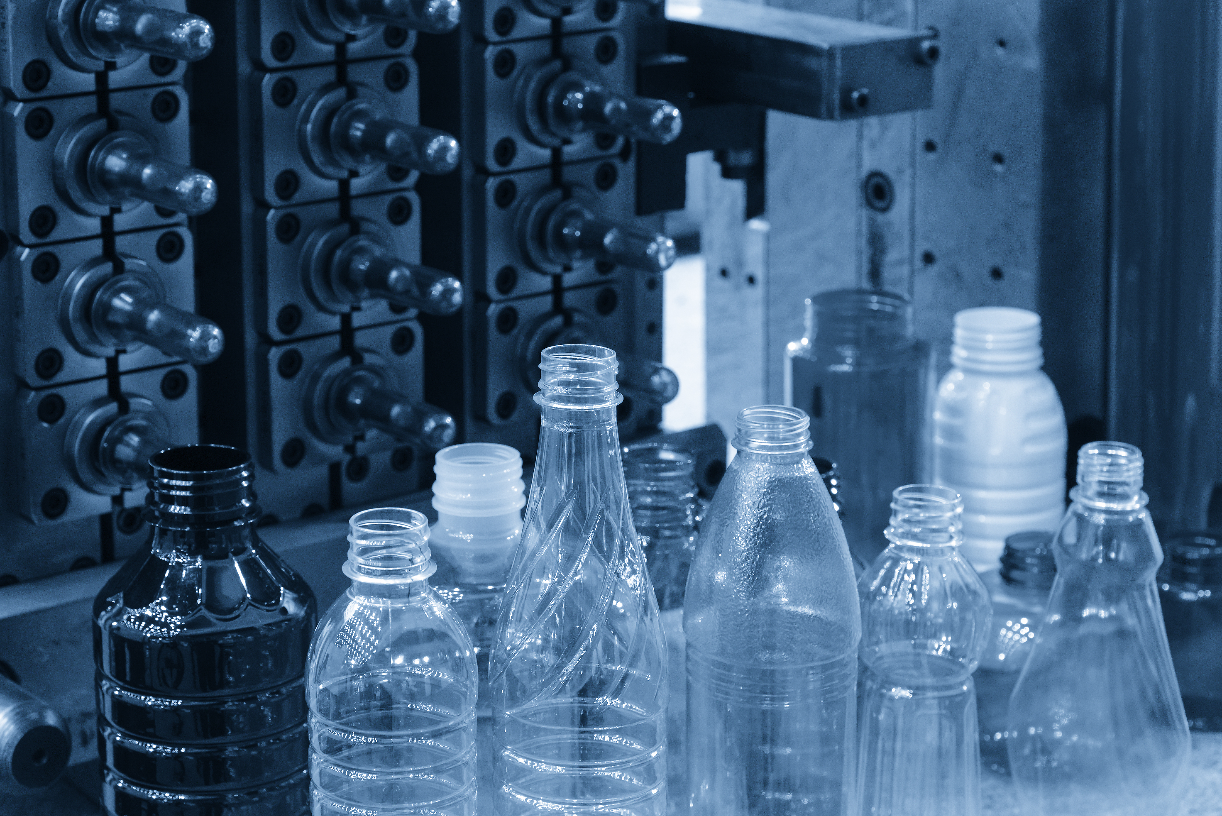 Image of blow molded plastic bottles